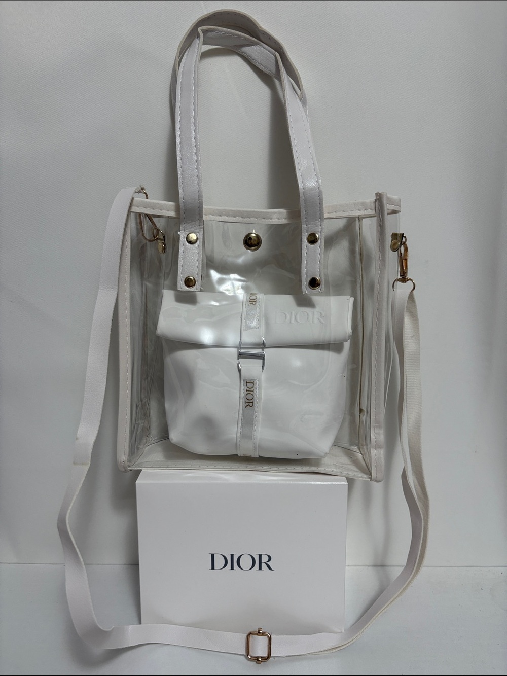 Dior white Pouch in Clear Women's Handbag